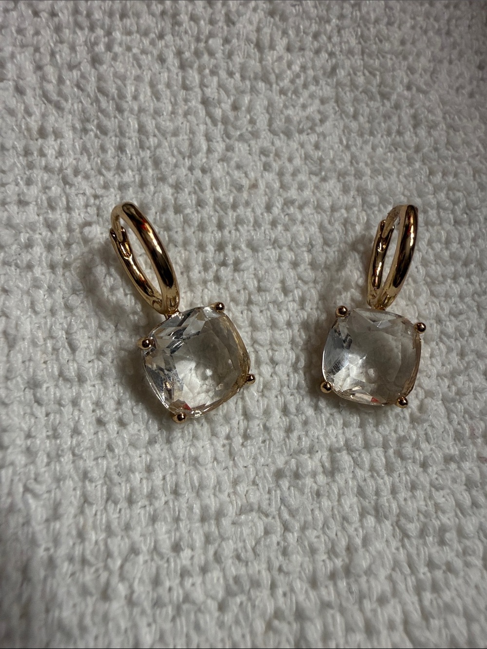 Emerald Cut Square Crystal Earrings 1inch length